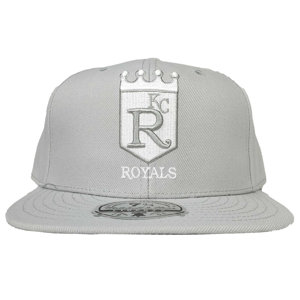 KC Royals Mitchell & Ness MLB Fitted 7 3/4 Liberty Fit Hat Cap Gray NWT